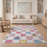 Playful Pastel Hearts Bows Area Rug