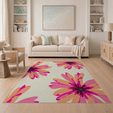 Vibrant Pink Orange Floral Area Rug
