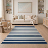 Navy Blue and Grey Striped Woven Area Rug