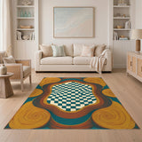 Vibrant Wavy Checkerboard Area Rug