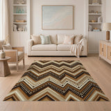 Brown Tan Zigzag Chevron Heritage Rug