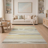 Abstract Yellow Striped Area Rug