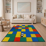 Vibrant Multi-color and Patterns Vibrant Multi-Color Geometric Grid Area Rug