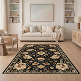 Black Floral Vintage Area Rug