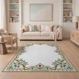 Blue and Teal Traditional Persian Ornate Teal Floral Border Area Rug