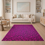 Boho Chic Hot Pink Leopard Print Shag Rug