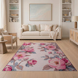 Floral Vintage Vintage Pink Peony Floral Area Rug
