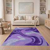 Abstract Area Purple Wavy Abstract Area Rug
