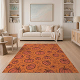 Orange Whimsical Orange Pumpkin Patch Area Rug