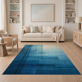 Blue and Teal Blue Teal Geometric Stripe Area Rug