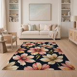 Pink Orange Floral Pattern Area Rug
