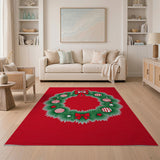 Festive Cartoon Christmas Wreath Area Rug