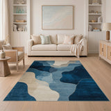 Blue and Teal Abstract Area Fluid Blue Teal Abstract Area Rug