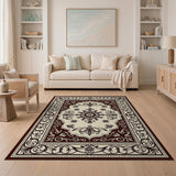 Ornate Cream Brown Persian Area Rug