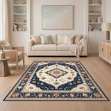 Traditional Persian Blue Persian Floral Medallion Rug