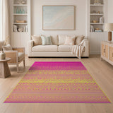 Vibrant Pink-to-Yellow Gradient Lattice Rug