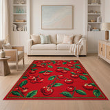 Cherry Fruit Pattern Red Area Rug