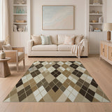 Geometric Modern Brown and Tan Brown Tan Diamond Geometric Area Rug
