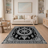 Black and White Black White Ornate Persian Medallion Rug