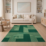 Bold Green Geometric Striped Area Rug