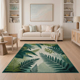 Floral Vintage Green Lush Green Fern Area Rug
