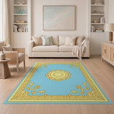 Elegant Light Blue Persian Medallion Area Rug