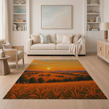 Wavy Sunset Hills Landscape Area Rug