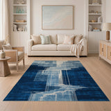 Cascading Blue Geometric Area Rug