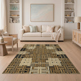 Geometric Modern Brown Tan Woven Geometric Area Rug