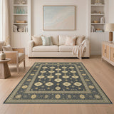 Traditional Persian Gold and Silver Gold Medallion Traditional Persian Area Rug