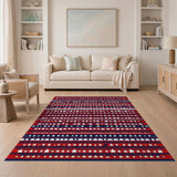 Multi-color and Patterns Patriotic Stars and Stripes Area Rug