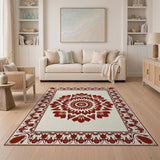 Red Ornate Red Mandala Persian Area Rug
