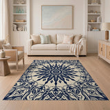 Navy Mandala Floral Persian Area Rug