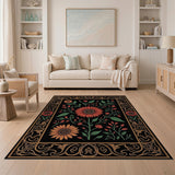 Ornate Gold-Framed Sunflower Floral Rug
