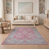 Pink Persian Floral Medallion Area Rug