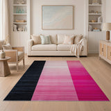 Black Pink Ombre Vertical Stripe Area Rug