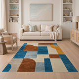 Curved Geometric Abstract Area Rug