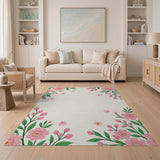 Pink Sakura Blossom Border Area Rug