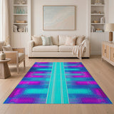 Pink Teal Geometric Halftone Area Rug