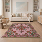 Elegant Pink Persian Medallion Area Rug