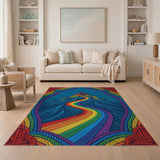 Rainbow Mountain Peaks Area Rug