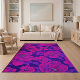 Purple Pink Floral Vintage Area Rug