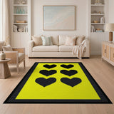 Sunny Yellow Pixel Hearts Area Rug