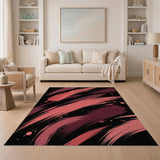 Sweeping Red Brushstroke Abstract Area Rug