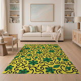 Vibrant Yellow Tribal Star Flower Area Rug