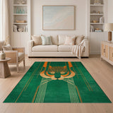 Geometric Tiger Face Area Rug - Green Orange