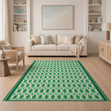 ODIKA Washable Green Geometric Diamond Area Rug - Low Pile, Non-Slip, Pet & Kid Friendly