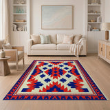 Bold Red Navy Geometric Southwestern Rug
