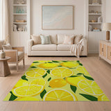 Yellow Sunny Lemon Slices Fruit Pattern Area Rug