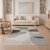 Beige and Neutral Modern Abstract Geometric Neutral Area Rug